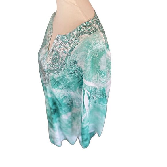 JM Collections Woman Mint Green and White Sequined Boho Blouse with Flaired Bell - Picture 6 of 13